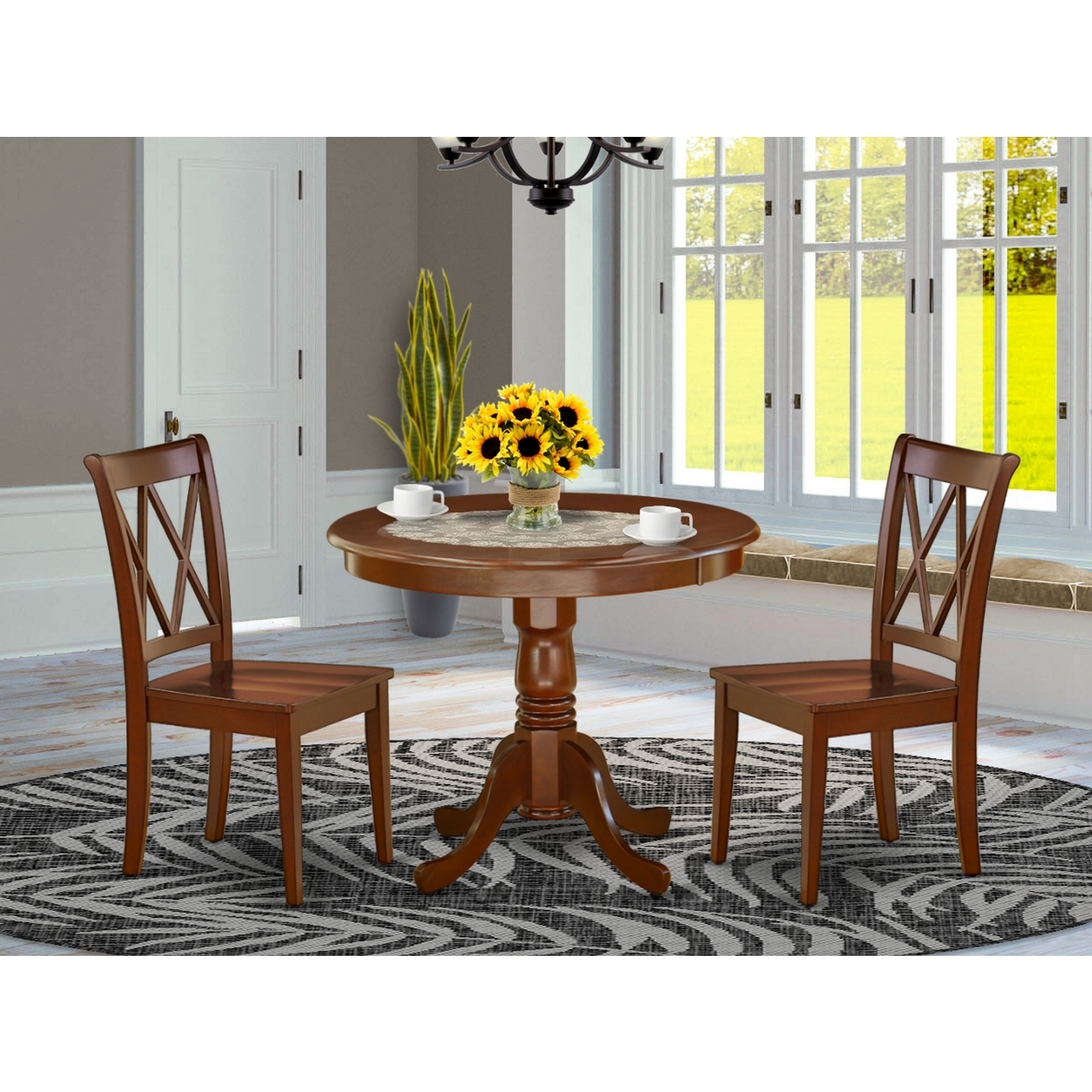 Medieval Dinette Set - 3 Piece Antique Table & Chairs - 36 Inch Round