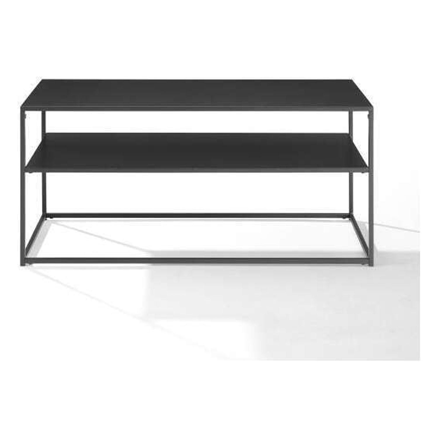 Braxton Matte Black Metal and Wood Rectangular Nesting Coffee Table