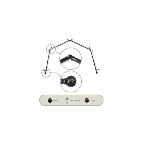 Medieval Curtain Rods & Hardware - Adjustable Telescoping Rods - Black Finials - Home Decor