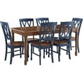 thumbnail image 1 of HomeStock Medieval Majesty Dining Set with Table and Extension Leaf, Rectangular Dining Table w/ 18" Extension Leaf, Rustic Dining Set for Dining Rooms-Color:Navy and Dark Cherry,Size:7 Piece, 1 of 10