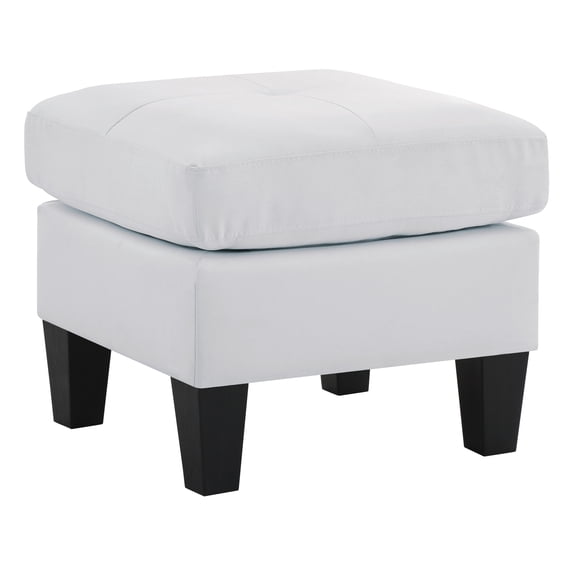 HomeStock Medieval Majesty Ottoman, White, 23" x 23" x 19" Tufted Ottoman Perfect for Smaller Rooms, RVs, and Dorms with Wood Frame Support