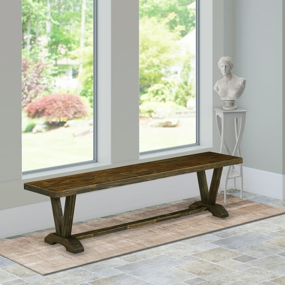 Medieval Dining Bench - 72" Rustic Wood Bench - Farmhouse Entryway Seating - Distressed Jacobean Design
