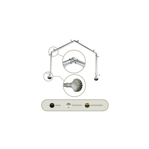 Medieval Curtain Rods & Hardware - Adjustable Telescoping Rods 20-72 Inch - Satin Nickel Finials