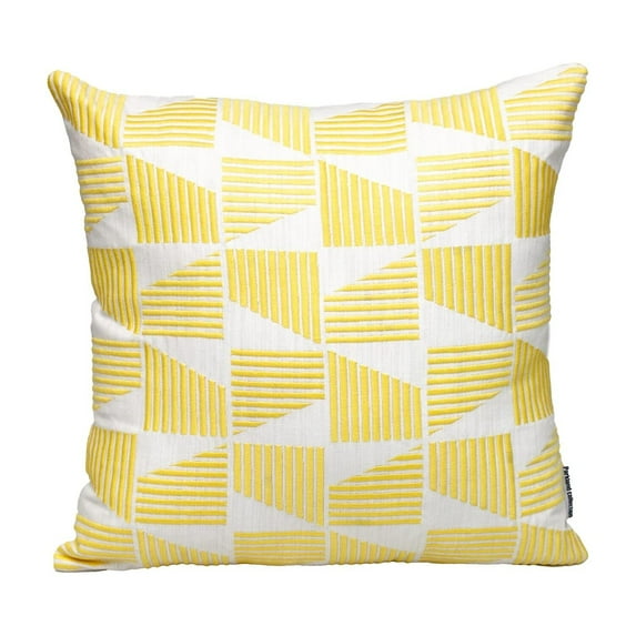 HomeStock Medieval Moods Geometric Design 18" x 18" Square Pillow, Decorative Pillows for Living Room Sofas and Couches-Color:Yellow