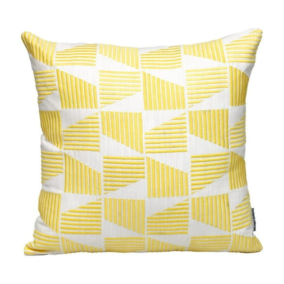 HomeStock Medieval Moods Geometric Design 18" x 18" Square Pillow, Decorative Pillows for Living Room Sofas and Couches-Color:Yellow