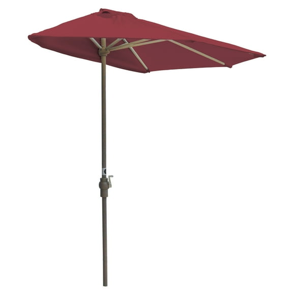 Wall Mounted Patio Umbrella - Half Canopy Shade for Patios & Doors - 7.5ft Width - Red