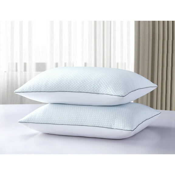 HomeStock Mediterranean Magic Goose Feather Bed Pillow: 233 Thread Count, Set of 2, King Size 20"x36" - Cooling Fabric for All Sleep Positions