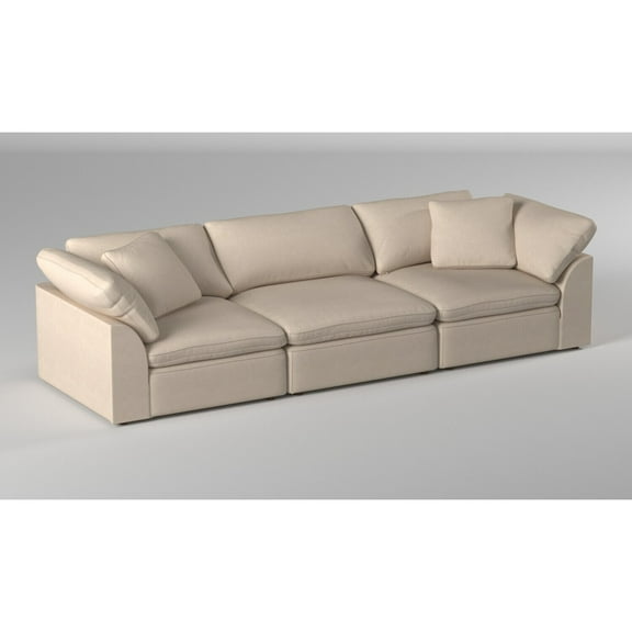 Modular Sectional Sofa 3Pc Deep Seating Couch Washable Fabric Stain Resistant Tan Beige
