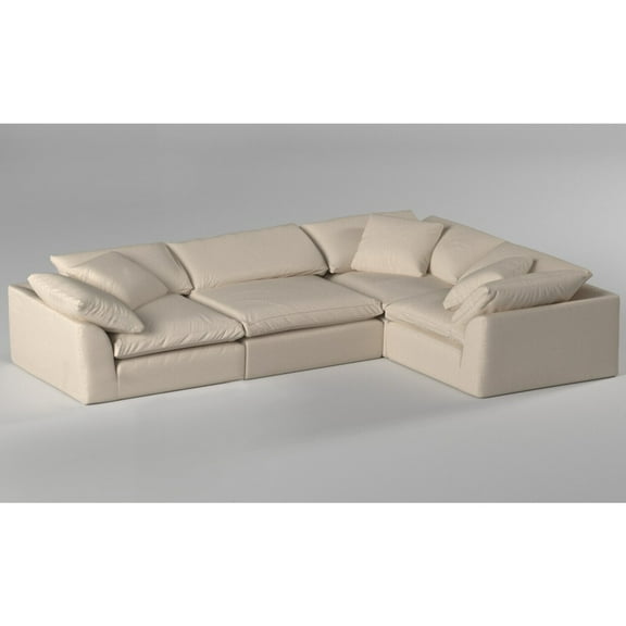 L-Shaped Sectional Sofa Modular Couch Deep Seating Performance Fabric Washable Stain Resistant Tan Beige