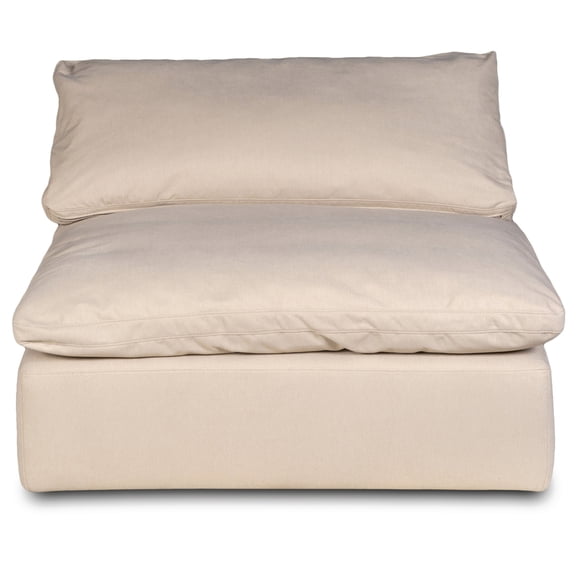 Modular Armless Sofa Chair - Washable Slipcovered Sectional - Deep Seating Couch - Tan Beige - HomeStock