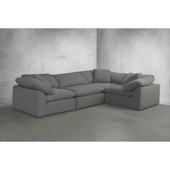 L-Shaped Sectional Sofa Modular Couch Deep Seating Performance Fabric Gray