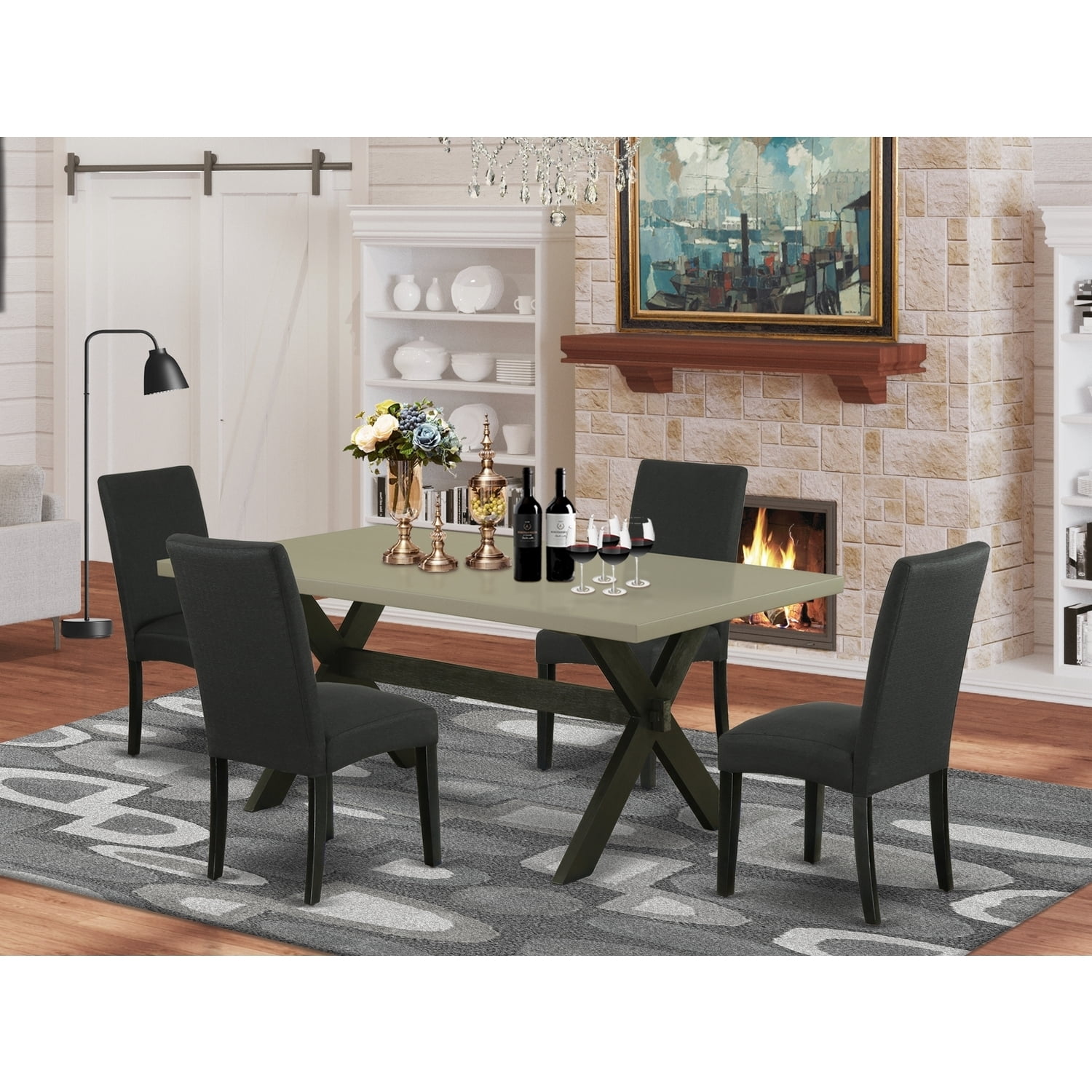 5-Piece Dinette Set - Dining Table with 4 Chairs - Solid Wood Kitchen ...