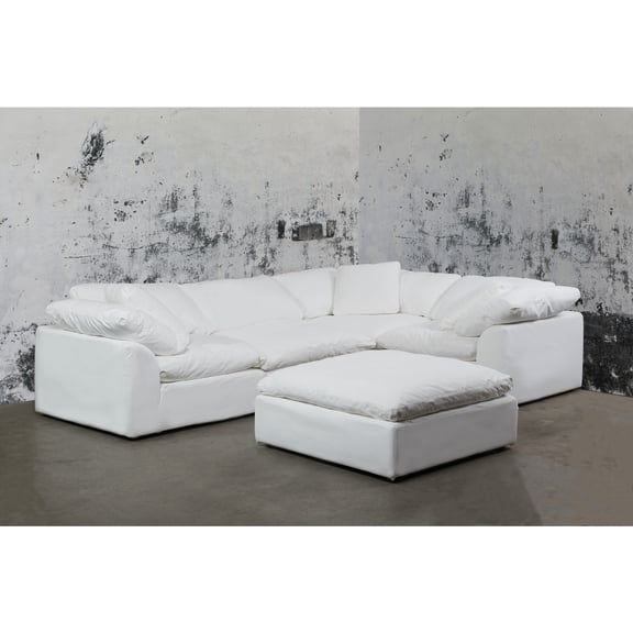 Modular Sectional Sofa L Shaped Deep Seating Couch Ottoman Chaise Lounge White