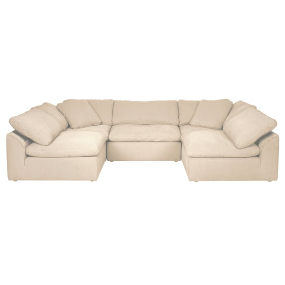 Modular Sectional Sofa, Deep Seating U-Shaped Couch, Washable Performance Fabric, Tan Beige, Living Room Furniture