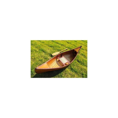 Handcrafted Wooden Canoe - 6ft Mediterranean Style Boat, Cedar & Fiberglass Construction