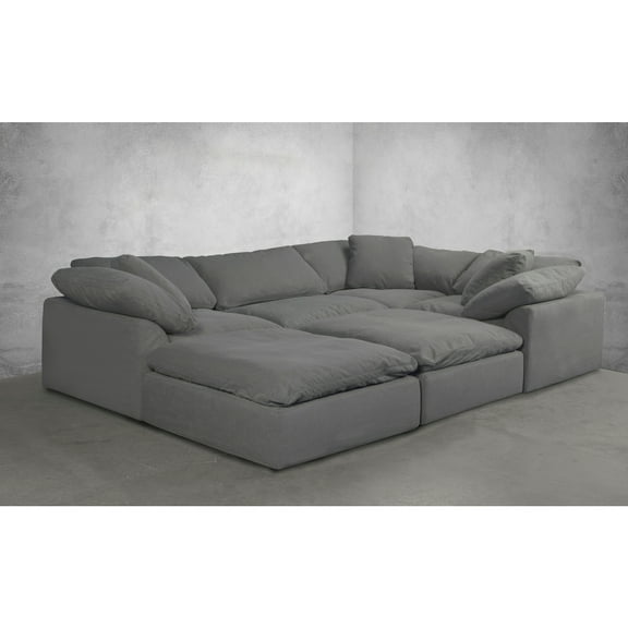 Modular Sectional Sofa, Deep Seating U-Shaped Couch, Washable Performance Fabric, Gray Living Room Furniture