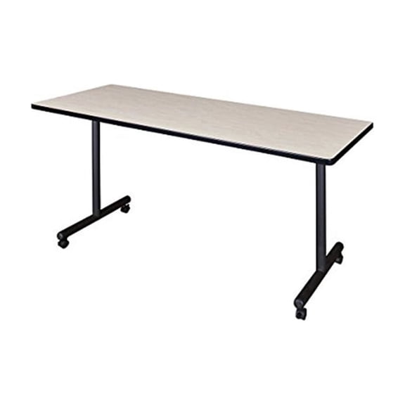 HomeStock Mediterranean Magic 72" x 24" Mobile Training Table in Maple Finish with Steel Base and Casters for Versatile Office and Classroom Use