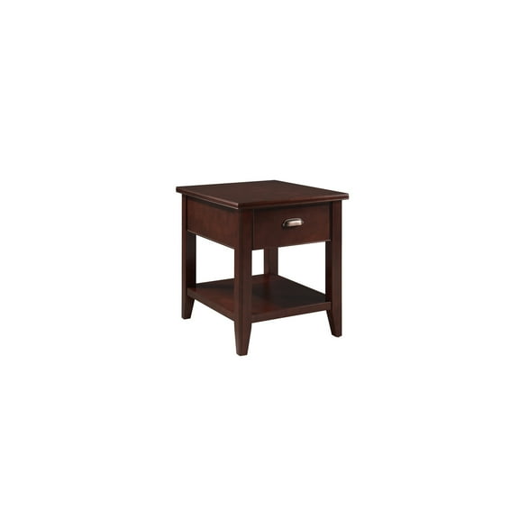 HomeStock Mediterranean Magic Compartment Side Table, 20"L x 24"W x 24"H, Chocolate Cherry, End Tables Bedroom, Side Table for Bedroom, Table with Shelf