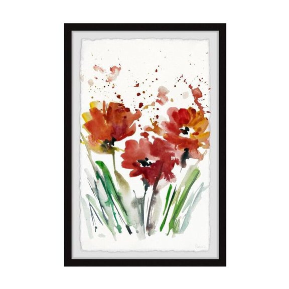 HomeStock Mediterranean Magic Flowers Smudge Framed Painting Print, Contemporary Wall Decor: Abstract, Digital Art Prints, and Modern Styles for Your Home