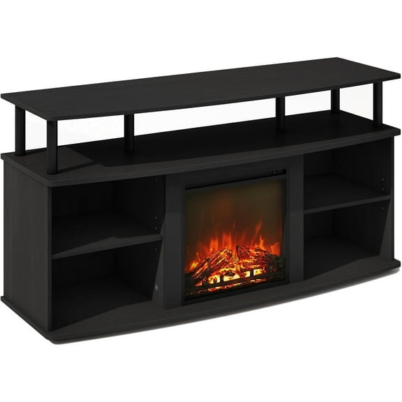 Electric Fireplace TV Stand - 55" Entertainment Center with Storage -Americano Black
