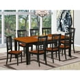 thumbnail image 1 of HomeStock Mediterranean Magic 9 Piece Dining Room Table Set Includes a Rectangle Kitchen Table with Butterfly Leaf and 8 Dining Chairs, 40x78 Inch, Black & Cherry, 1 of 5