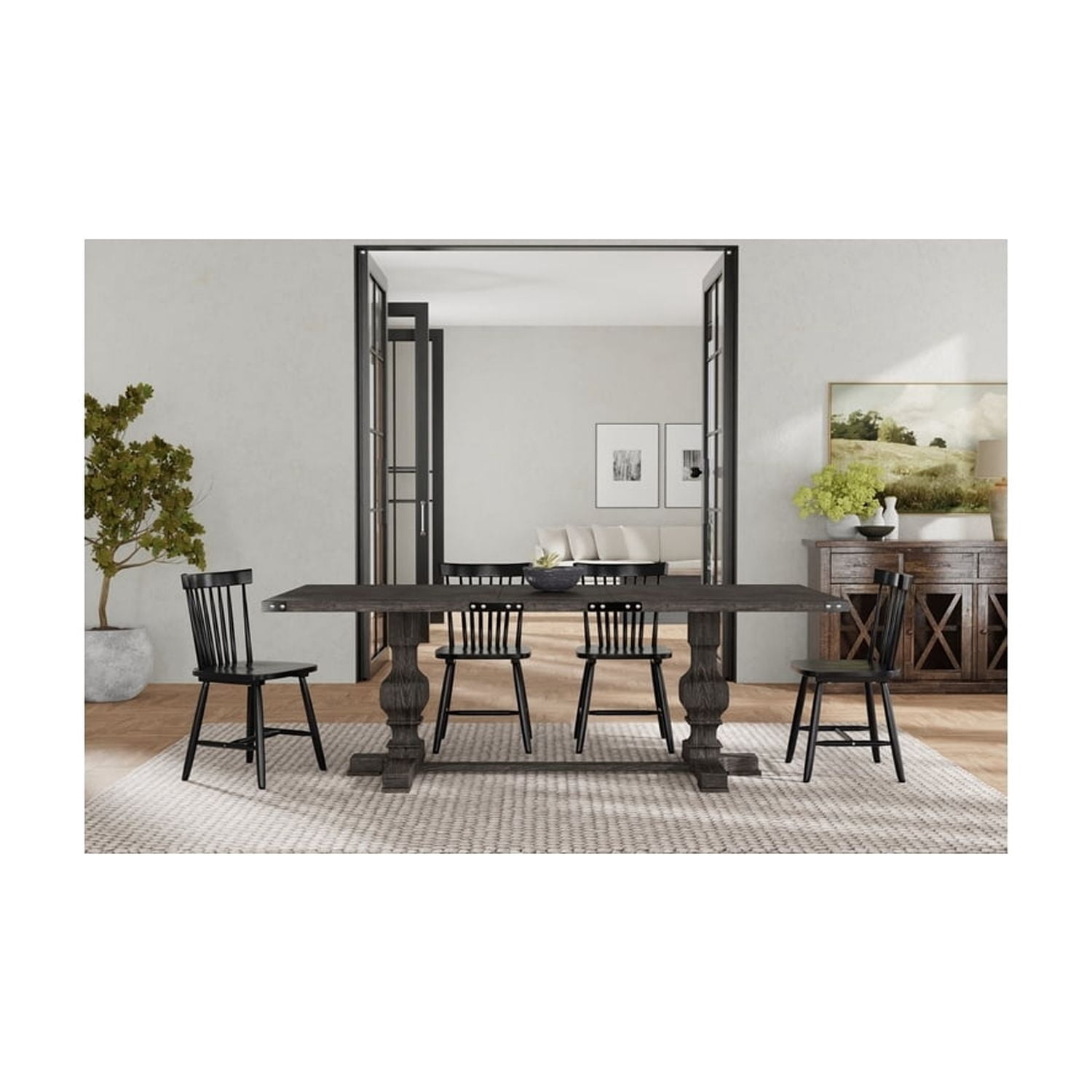 HomeStock Mediterranean Magic Table in Charcoal with Rubberwood Solids ...