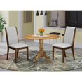 thumbnail image 1 of Round Dining Table Set 3pc - Kitchen Table & 2 Linen Fabric Chairs - Grey Modern Design, 1 of 5