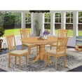 thumbnail image 1 of Mediterranean Dining Set - 5 Piece Table & Chair Set - Oval Wood Table with Linen Chairs - 42x60 Inch, 1 of 5