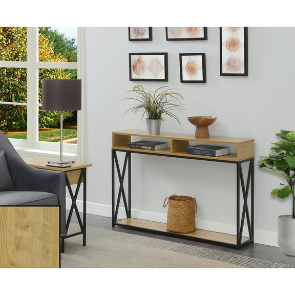HomeStock Mediterranean Mastery Console Table: 52"L x 15.75"W x 29.5"H - Two Storage Compartments and Shelf for Modern Home Decor