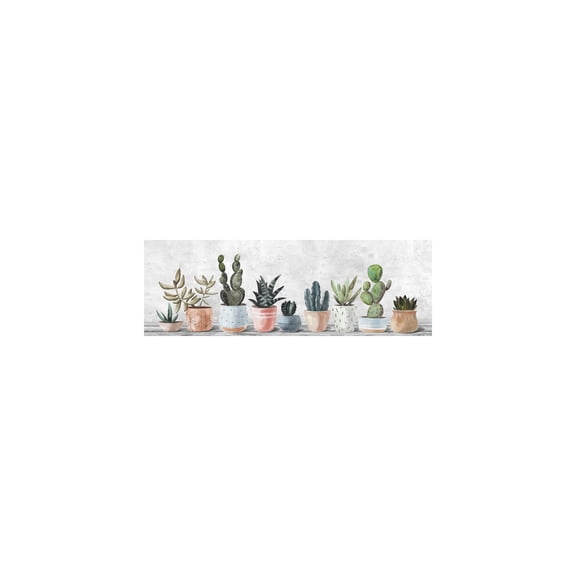 HomeStock Mediterranean Mastery Pots Lined Up Painting Print on Wrapped Canvas, 60" x 20", Modern Handmade Canvas Art Decor - Unique and Chic Wall Prints for Contemporary Spaces