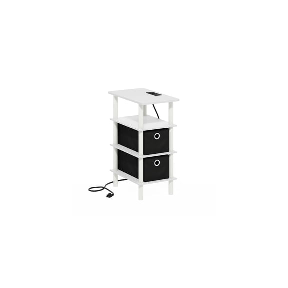 HomeStock Mediterranean Mingle 4-Tier Side Table, End Table, Nightstand with Bin Drawers, USB and Type-C Charging Port