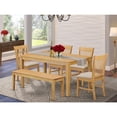 thumbnail image 1 of Mediterranean Dining Set - 6 Piece Kitchen Table & Chair Set - Linen Fabric Chairs - 36x60 Inch Table, 1 of 6