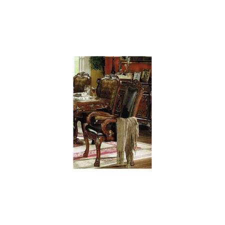 HomeStock Mediterranean Mingle Arm Chair (Set of 2) - PU & Cherry Oak, 46" x 24" x 25", Upholstered Comfort with Claw-Foot Style for Elegance!