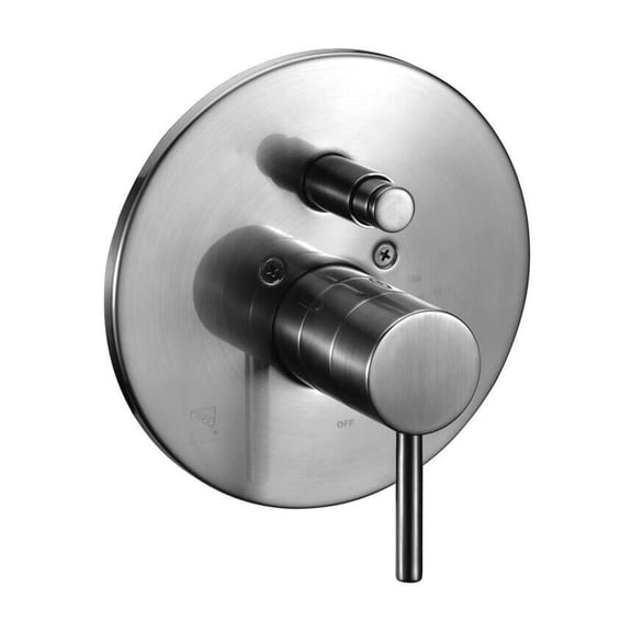 HomeStock Mediterranean Mingle Brushed Nickel Pressure Balanced Round Shower Mixer with Diverter Sleek Modern Design with User-Friendly Installation and Temperature Control