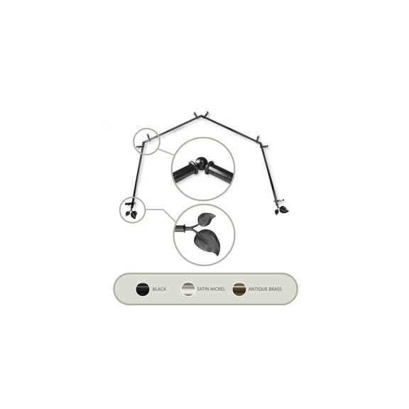 Adjustable Curtain Rods 20-72 Inch, Telescoping Rod with Finials, Black Curtain Hardware Set