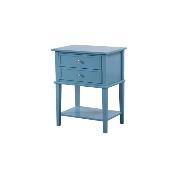 Homestock Neo-Classical Nostalgia Nightstand with Shelf - Dovetailed Drawers for Bedroom Storage, Stylish Nickel Hardware, Floor Mountable-Color:Teal