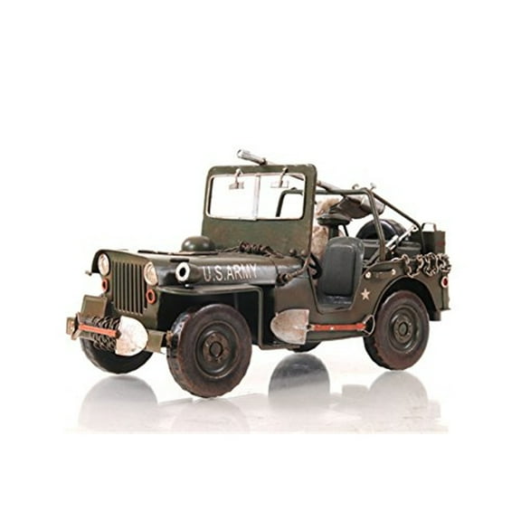 HomeStock Mediterranean Mingle Green 1941 Willys - Overland Metal Jeep Model - 1:12 Scaled Car Model - Fully Assembled for Home & Office Decoration - 11.0L x 6.5W x 6.0H Inches