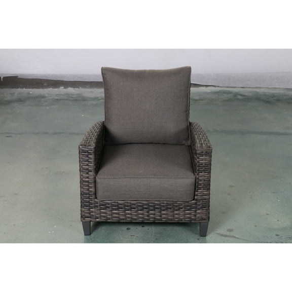 Club Chair - Dark Gray & Light Gray Wicker Seating - Durable & Lightweight Design - 31.9" x 33.5"