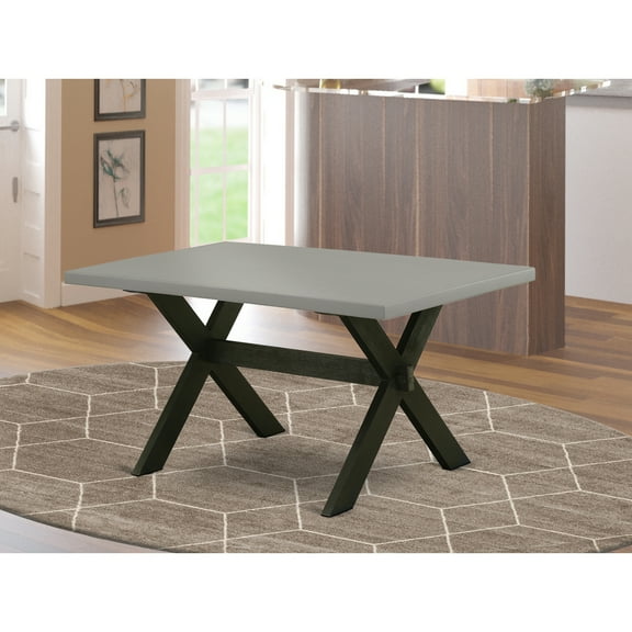 Mediterranean Dining Table - 36x60 X-Style Table with Cement TopBlack Legs