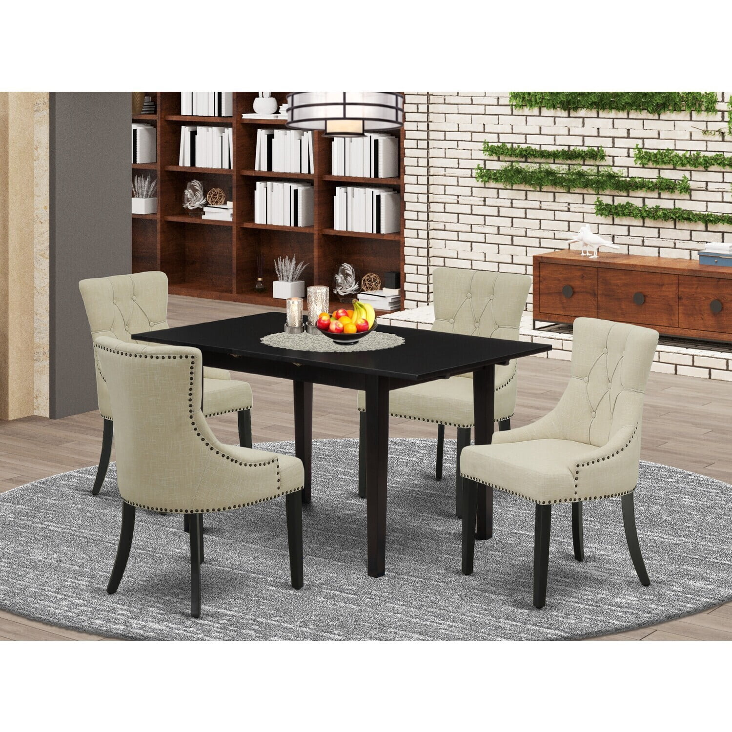 Mid Century Dining Table Set with 4 Chairs - Modern Wood Kitchen Table ...