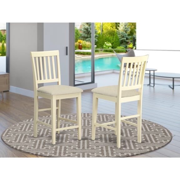 Counter Height Stools - Mid Century Modern Wood Seat - Dining Room Bar Furniture