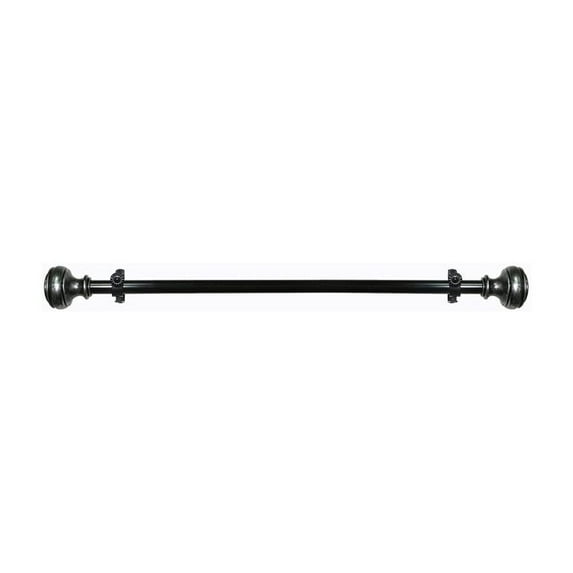 HomeStock Mid-Century Marvel Decorative Rod & Finial 28-48" - Antique Silver PVC Finials, .75" Diameter Metal Rod, Adjustable Telescopic, Includes Brackets
