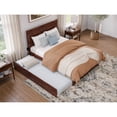 thumbnail image 1 of Full Size Platform Bed with Trundle - Mid Century Modern Design, Walnut Finish, Headboard Footboard Included, 1 of 6