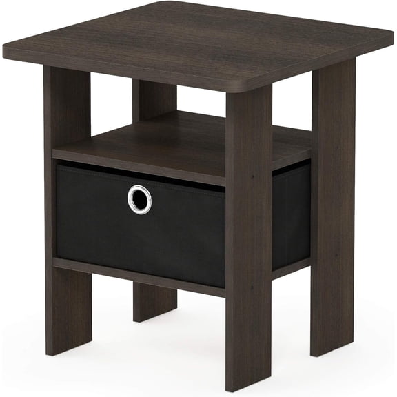HomeStock Mid Century Marvel Table Bedroom Night Stand With Bin Drawer 17.5W x 15.5D x 15.5H Inches Stylish and Compact Storage