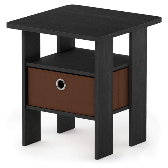 HomeStock Mid Century Marvel Table Bedroom Night Stand With Bin Drawer 17.5W x 15.5D x 15.5H Inches Stylish and Compact Storage