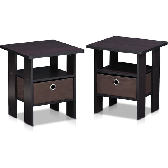 HomeStock Mid Century Marvel Table Bedroom Night Stand With Bin Drawer 17.5W x 15.5D x 15.5H Inches Stylish and Compact Storage