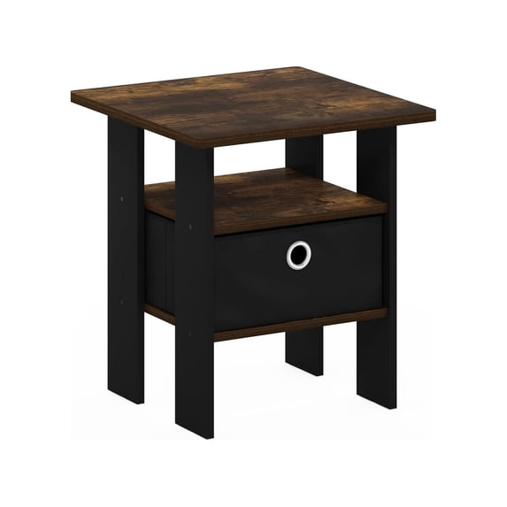 HomeStock Mid Century Marvel Table Bedroom Night Stand With Bin Drawer 17.5W x 15.5D x 15.5H Inches Stylish and Compact Storage