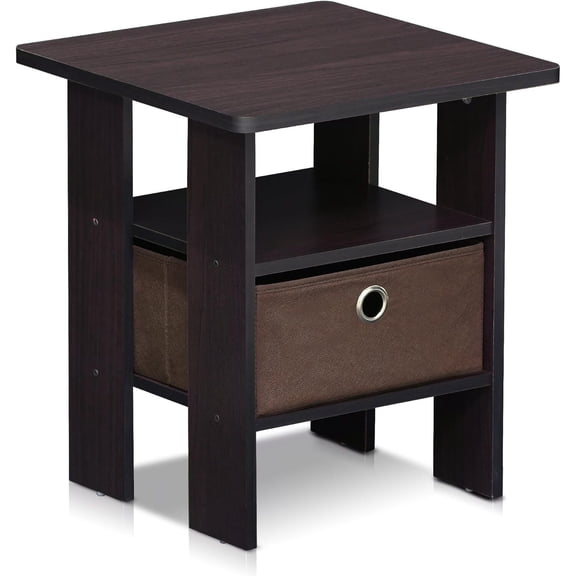 HomeStock Mid Century Marvel Table Bedroom Night Stand With Bin Drawer 17.5W x 15.5D x 15.5H Inches Stylish and Compact Storage