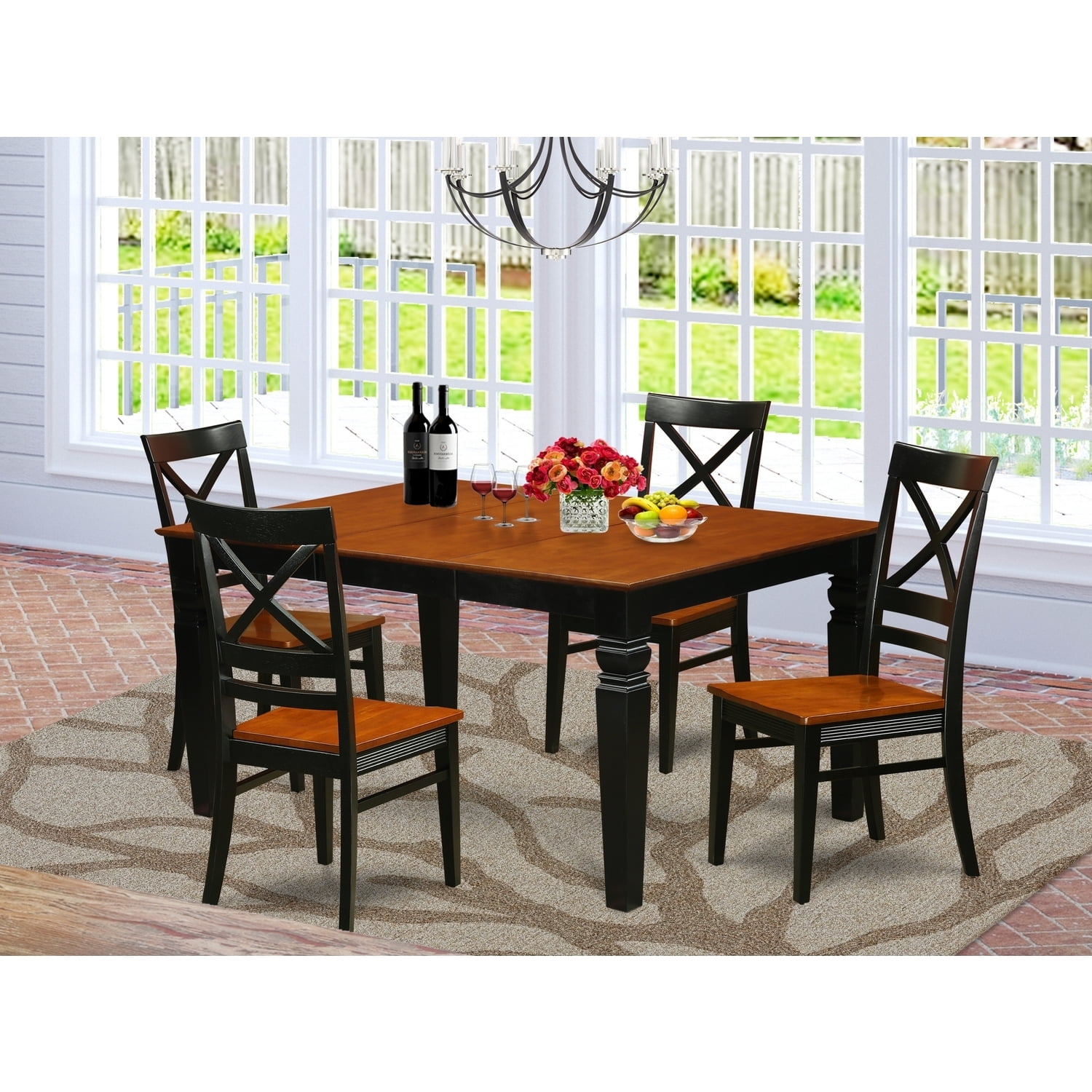 Mid-Century Kitchen Table Set - Dining Table with 6 Chairs - Buttermilk ...