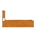 thumbnail image 1 of HomeStock Mid-Century Marvel Twin Solid Wood Platform Bed with Footboard & Twin Trundle in Light Toffee, 1 of 9